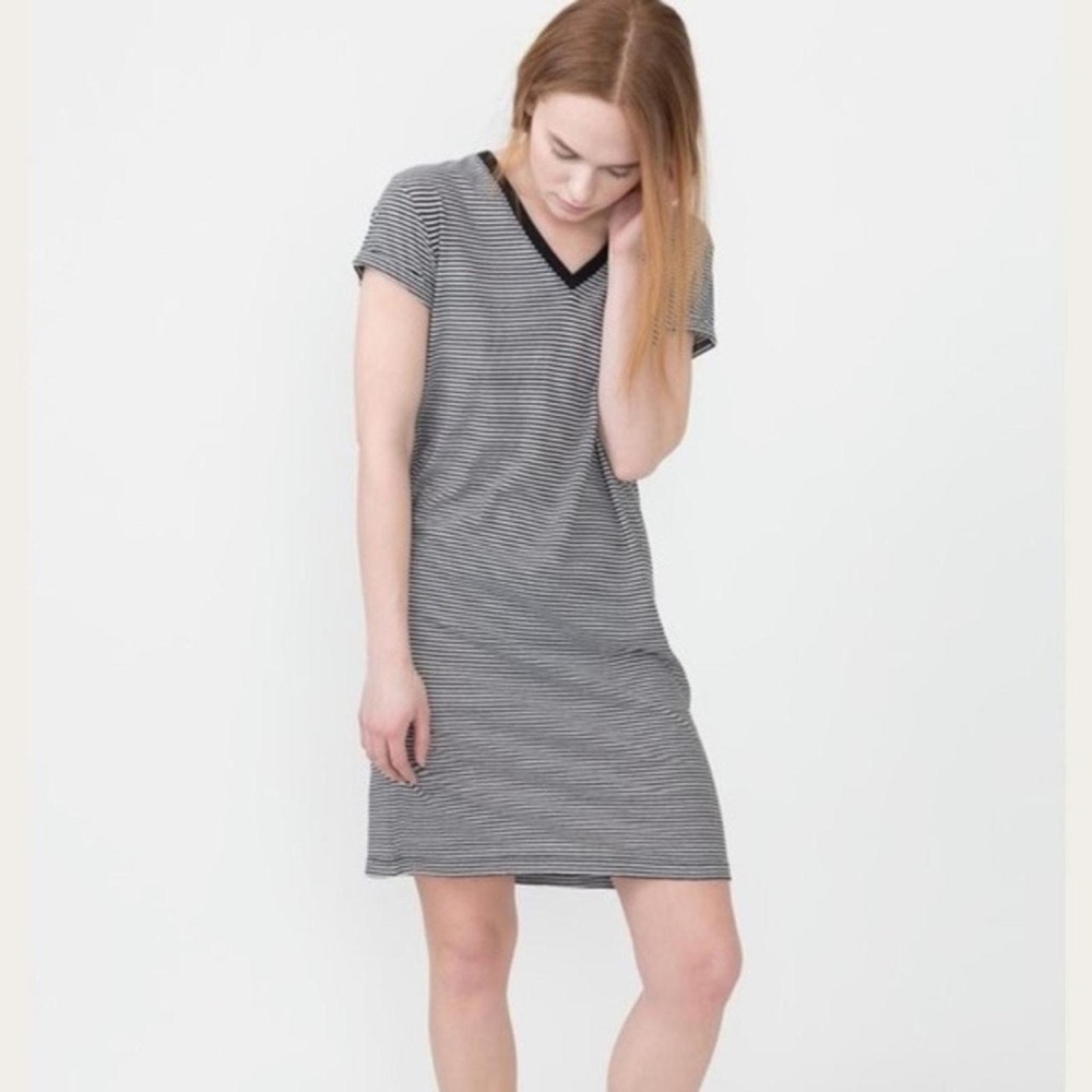 Alexander Wang V Neck Striped Shirt Dress Casual Comfort Nautical LARGE